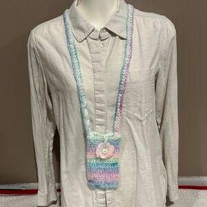 New no tag, handmade Pastel Knit Crossbody Phone Pouch